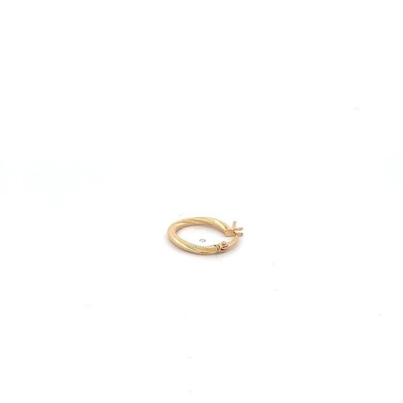 18K Gold Earring Hoop Oval Spiral textured One Piece Only - Picture 9 of 9